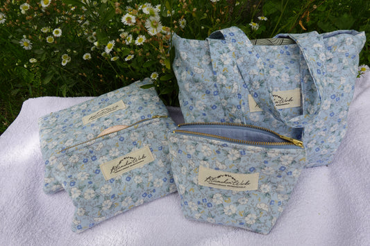 Mini-Tragetasche Blaue Blumen